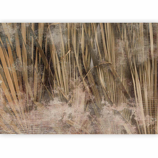 Carta da parati - Dry leaves - landscape of tall grasses in boho style with paint patterns