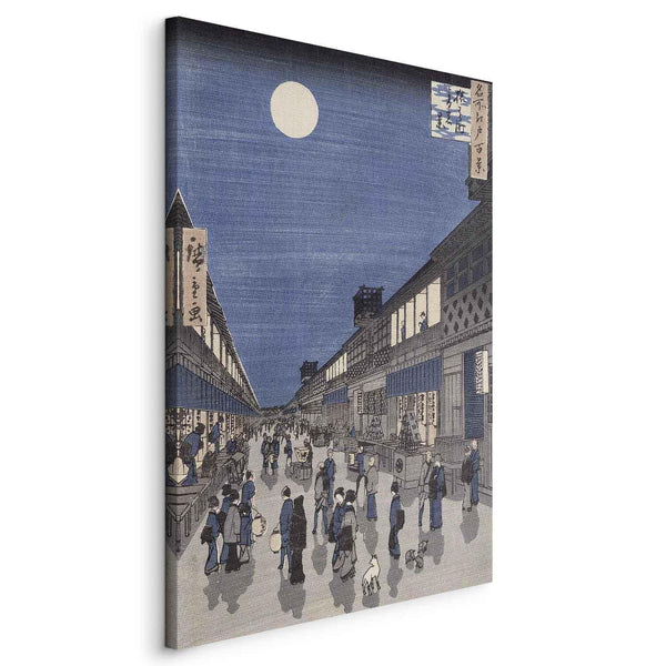 Quadro - Night time view of Saruwaka Street from 'Meisho Edo Hyakkei' (One Hundred Views of Edo) (Utagawa Hiroshige)