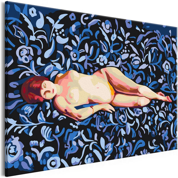 Quadro fai da te - Nude on a Blue Background