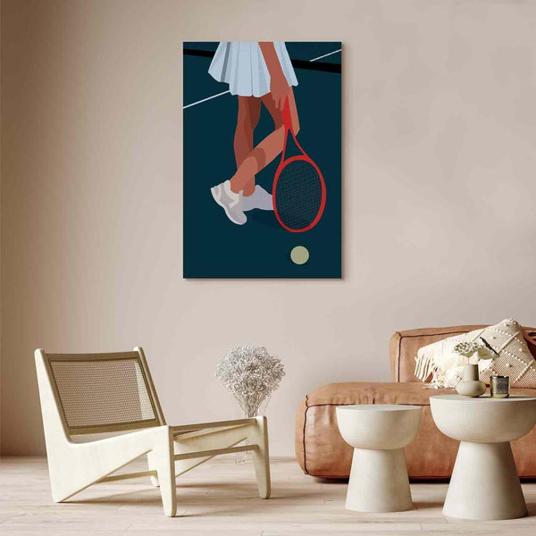 Quadro - Female Tennis Player With a Red Racket on the Court - Graphics