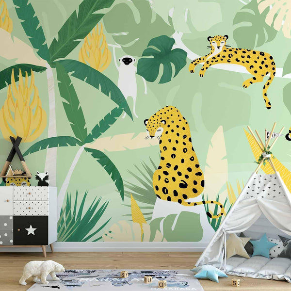 Carta da parati - Cheetahs in the jungle - landscape with animals in the tropics for children