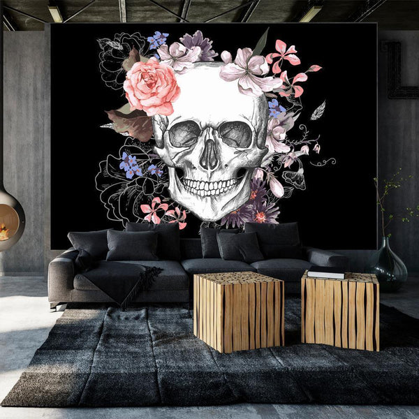 Carta da parati - Skull and Flowers