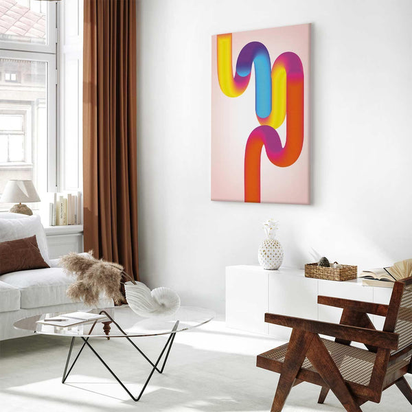 Quadro - Colorful Turns - Dynamic Composition in Shades of Yellow Pink and Blue