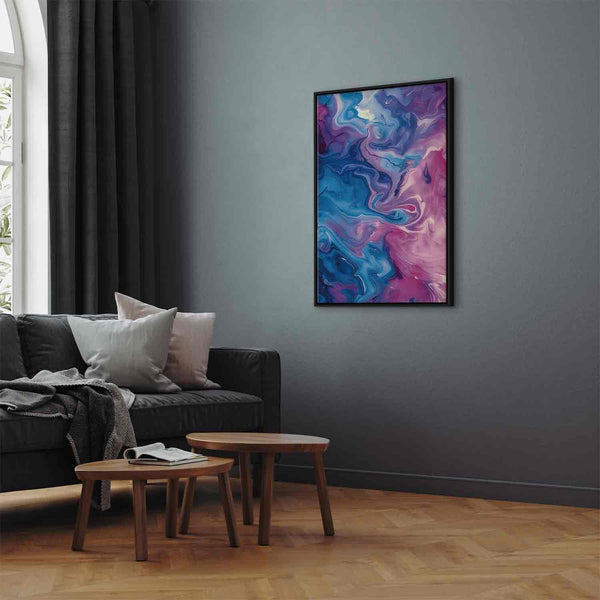 Quadro - Night Flows - Abstract Waves in Shades of Blue and Violet