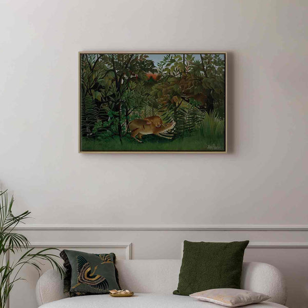 Quadro - Le Lion ayant faim se jette sur l'Antilope (Henri Rousseau)