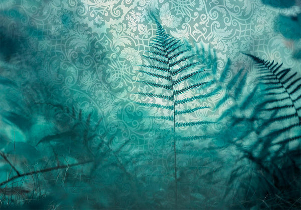 Carta da parati - In a forest retreat - abstract composition with ferns and patterns