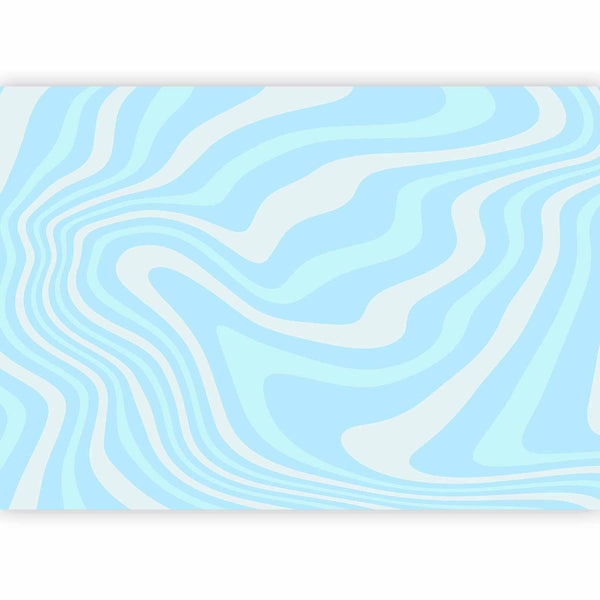 Carta da parati - Composition in Blues and Whites - Harmonious Abstract Waves in a Cool Color Tone