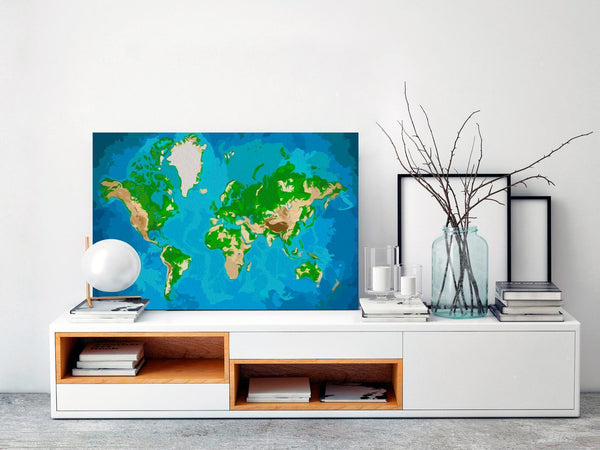 Quadro fai da te - World Map (Blue & Green)