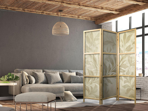 Paravento giapponese - Botanical Motif with Leaves and Vines in Sandy Colors