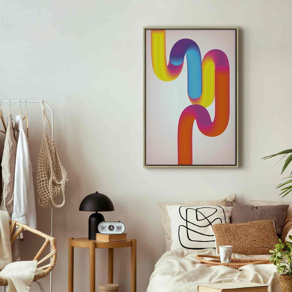 Quadro - Colorful Turns - Dynamic Composition in Shades of Yellow Pink and Blue