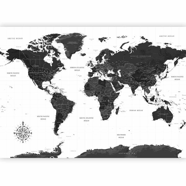 Carta da parati - Black and White Map