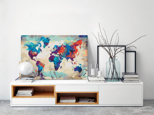 Quadro fai da te - World Map (Blue & Red)