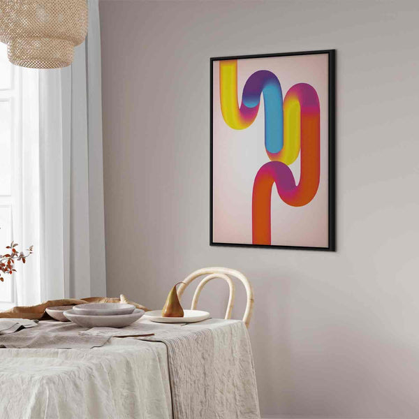 Quadro - Colorful Turns - Dynamic Composition in Shades of Yellow Pink and Blue