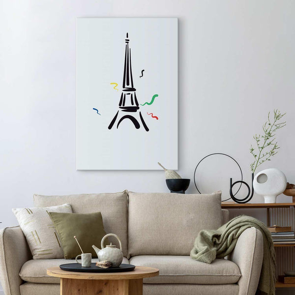 Quadro - Black Graphic Drawing of the Eiffel Tower on a Cream Background