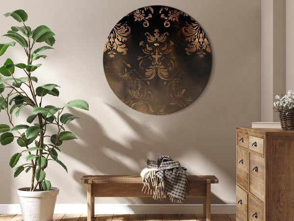 Quadro rotondo - Baroque Ornaments in Patinated Gold and Browns: Retro Motif