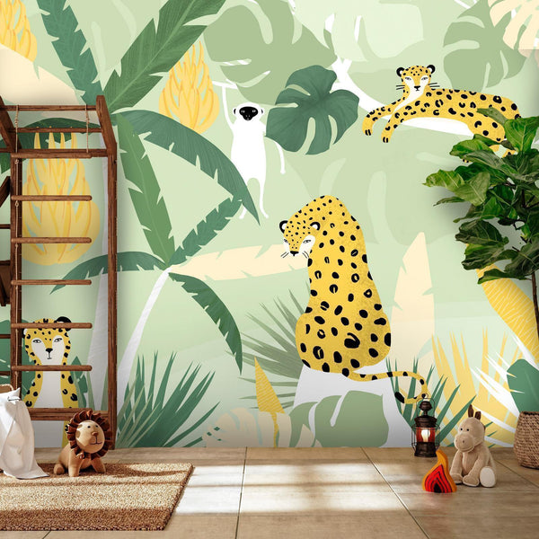 Carta da parati - Cheetahs in the jungle - landscape with animals in the tropics for children