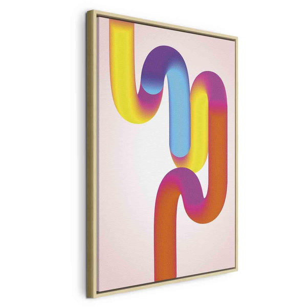 Quadro - Colorful Turns - Dynamic Composition in Shades of Yellow Pink and Blue