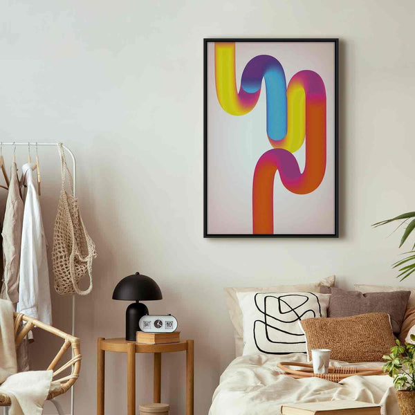 Quadro - Colorful Turns - Dynamic Composition in Shades of Yellow Pink and Blue