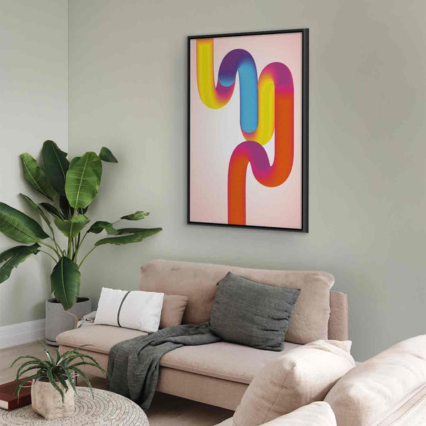 Quadro - Colorful Turns - Dynamic Composition in Shades of Yellow Pink and Blue