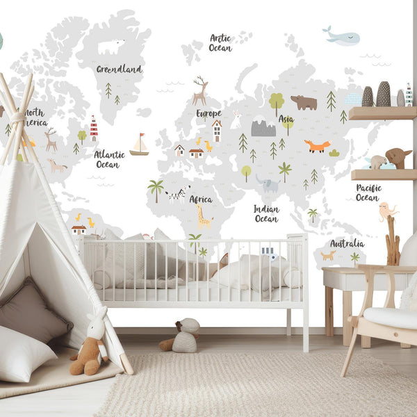 Carta da parati - Minimalist Map for Children's Room