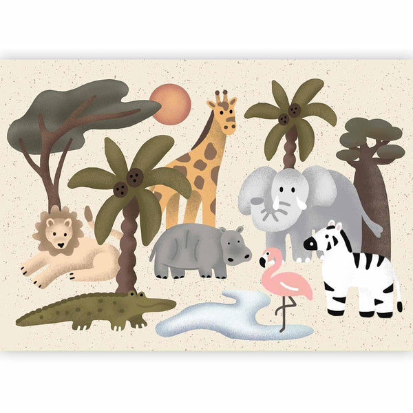 Carta da parati - Children's Africa - Animals With Simple Shapes