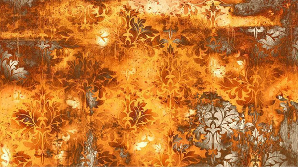 Carta da parati - Orange motif - background with numerous ornaments and scratch effect