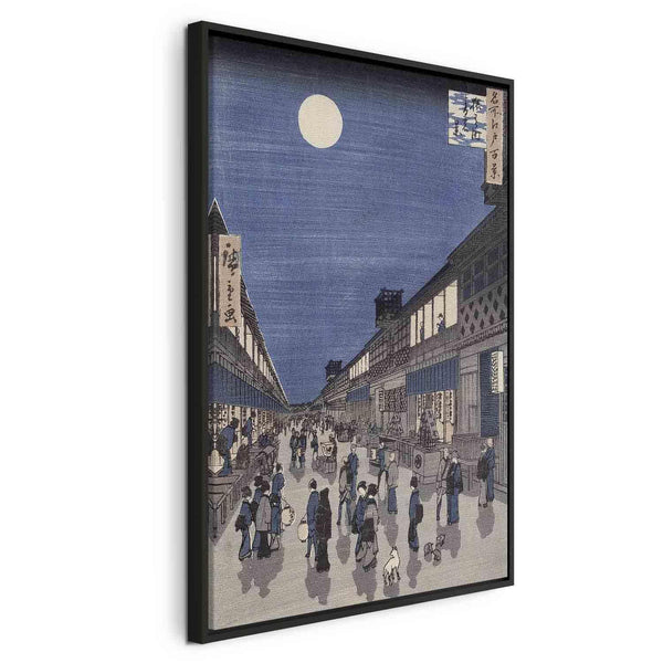 Quadro - Night time view of Saruwaka Street from 'Meisho Edo Hyakkei' (One Hundred Views of Edo) (Utagawa Hiroshige)