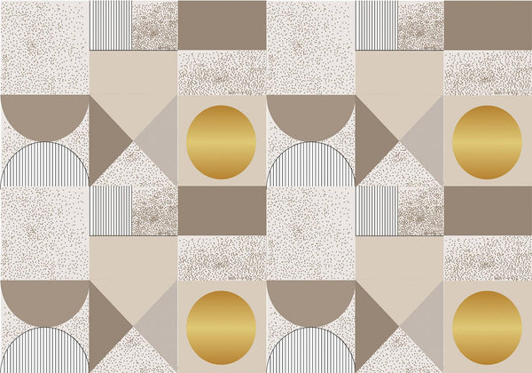 Carta da parati - Beige and Gold Geometric Pattern