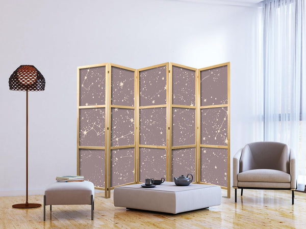 Paravento giapponese - Night Sky - Artistic Constellations and Stars in Pastel Shades