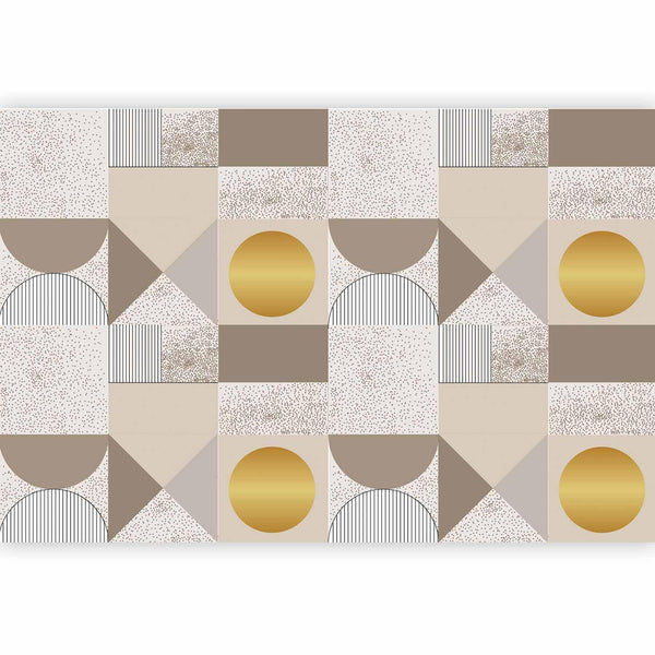 Carta da parati - Beige and Gold Geometric Pattern