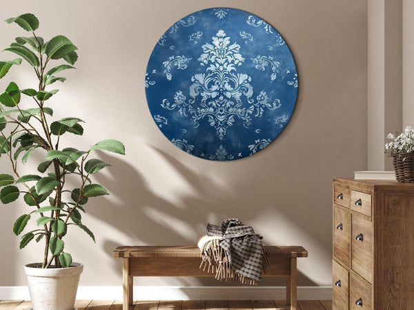 Quadro rotondo - Retro Ornament: Decorative Motif in Worn Blues