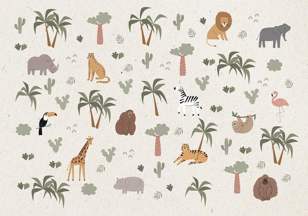 Carta da parati - African Composition - Animals for the Children's Room on a Paper Background