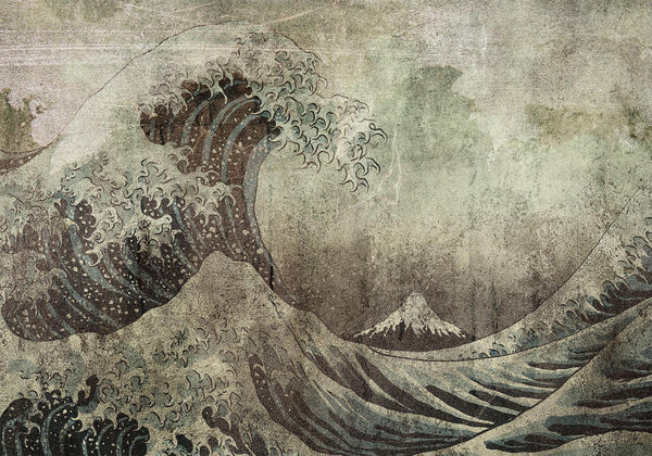 Carta da parati - Great wave in Kanagwa in retro style - landscape of rough sea