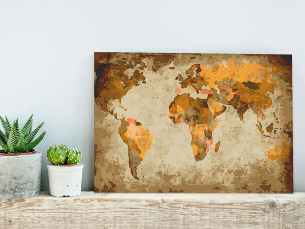 Quadro fai da te - Brown World Map