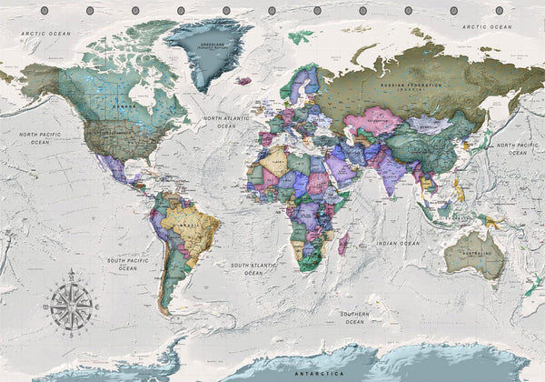 Carta da parati - Geography study - world map with signed countries in English