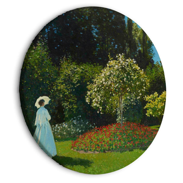 Quadro rotondo - Woman in the Garden by Claude Monet - A Landscape of Vegetation in Spring