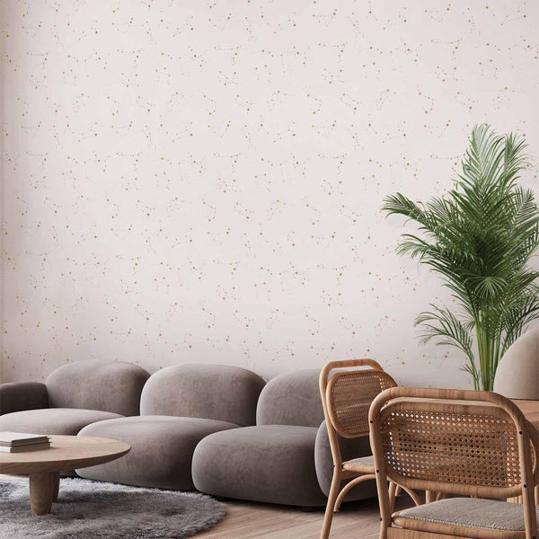 Tappezzeria murale - Star Map - Delicate Constellations in Warm Shades