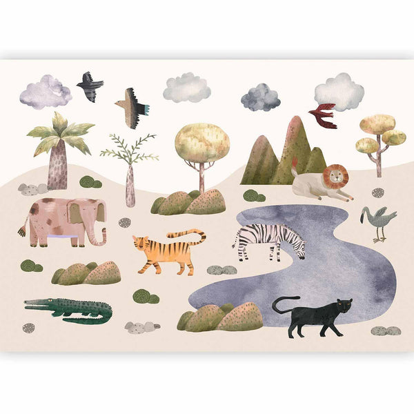 Carta da parati - Africa for Toddlers - Savannah Animals in Pastel Colours