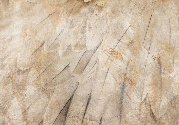 Carta da parati - Bird's wings - minimalist close-up on beige feathers with pattern