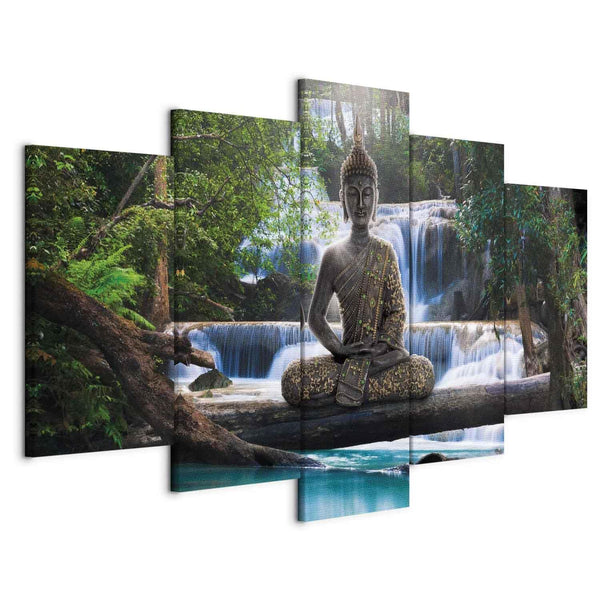 Quadro su tela - Buddha e cascata