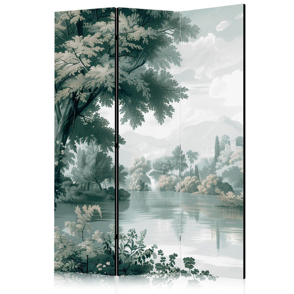 Paravento - View of the Park and Lake - Retro Vintage Landscape in Greens