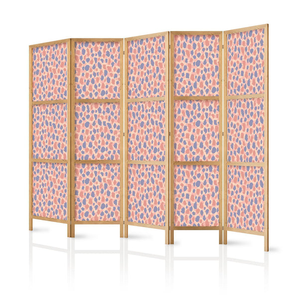 Paravento giapponese - Giraffe Pattern - Colorful Animal Pattern in Blue-Pink Spots