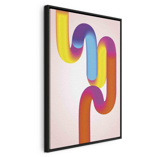 Quadro - Colorful Turns - Dynamic Composition in Shades of Yellow Pink and Blue