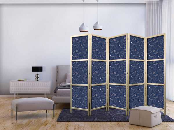 Paravento giapponese - Cosmic Inspirations - Pattern with Stars and Constellations on a Dark Background