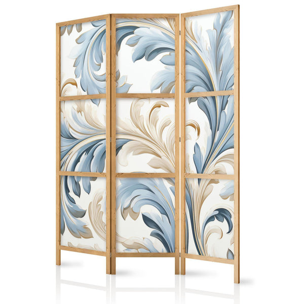 Paravento giapponese - Baroque Ornaments in Light - Cream-Blue Colors