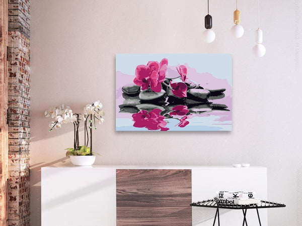 Quadro fai da te - Orchid With Zen Stones (Reflection In The Water)