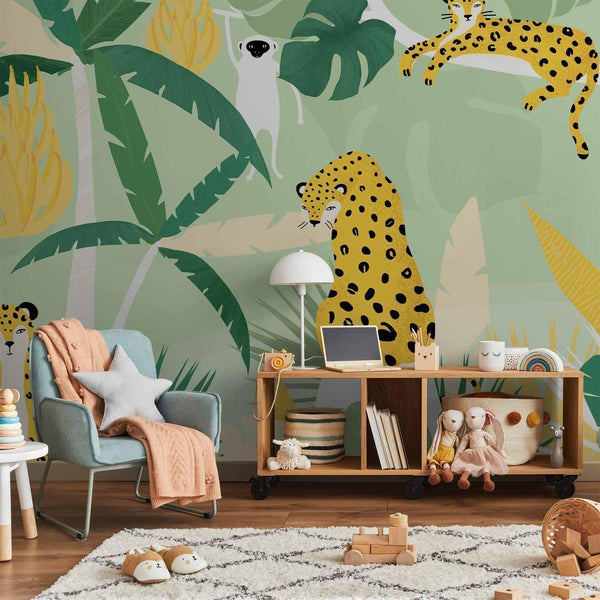 Carta da parati - Cheetahs in the jungle - landscape with animals in the tropics for children