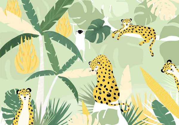 Carta da parati - Cheetahs in the jungle - landscape with animals in the tropics for children