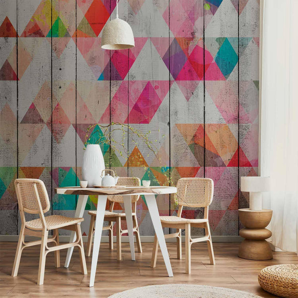 Carta da parati geometrica - Rainbow Triangles