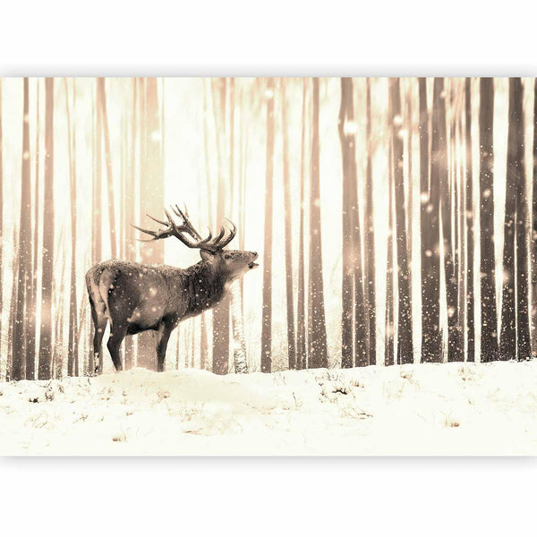 Fotomurale - Deer in the Snow (Sepia)